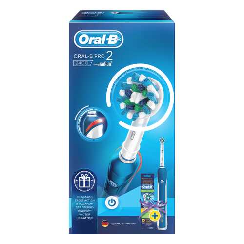 Электрическая зубная щетка Braun Oral-B Pro 2400 D501.513.2+EB50 CrossAction в ТехноПорт